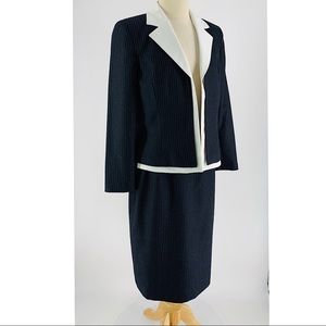 Kasper Navy Pinstripe Career 2-Piece Suit, Size 14
